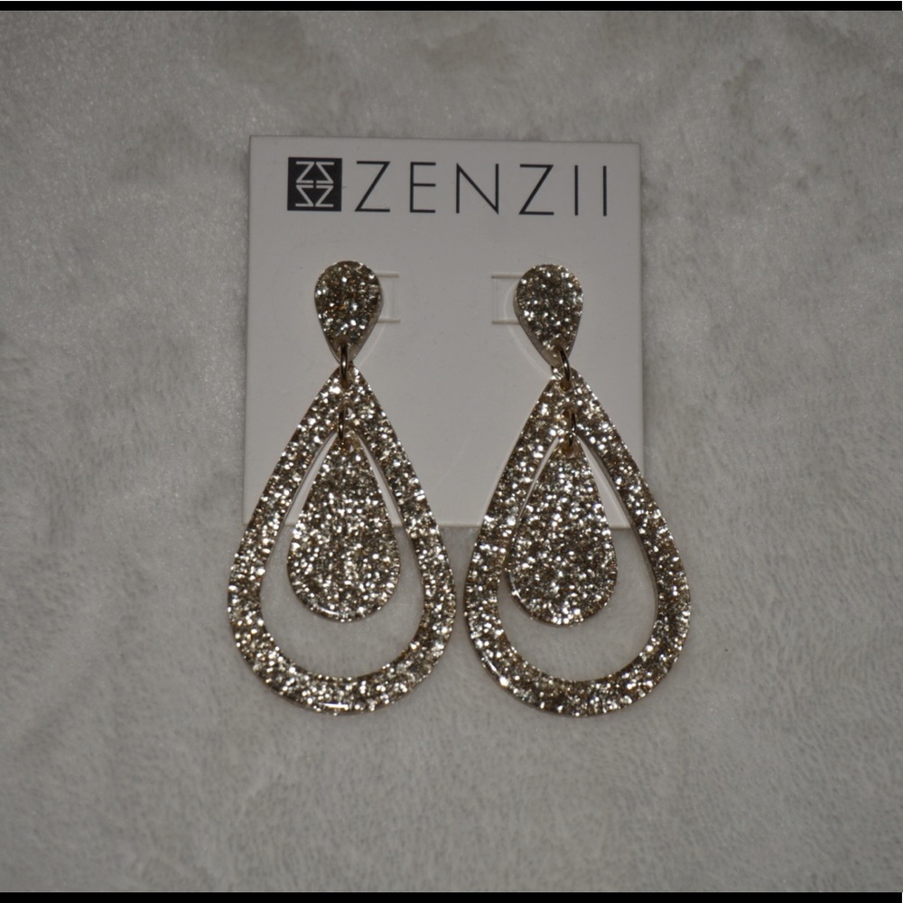 Gold sparkle stud statement earrings